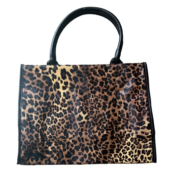 Neiman Marcus Handbags - NWOT Neiman Marcus Tan/Brown/Black Faux Print Tote